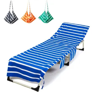 Housse de Chaise en microfibre en daim à motif imprimé rayé, serviette de plage