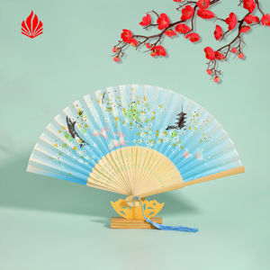 Abanico de mano de bambú tradicional grabado personalizado para festivales; para el Año Nuevo chino Coachella <span class=keywords><strong>Salsa</strong></span> Dance Christmas Angel Music - Product Image 2