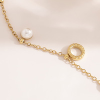 Collier en acier inoxydable avec pendentif circulaire en perle, dernier design, plaqué or 18 carats, pour femmes, vente en gros