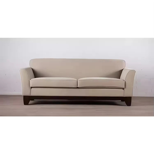 Casa moderna Hotel appartamento confortevole morbido minimalista <span class=keywords><strong>Beige</strong></span> <span class=keywords><strong>marrone</strong></span> tessuto gamba in legno divano quadrato - Product Image 4