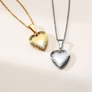 Medallón colgante de acero inoxidable para mujer, colgante de corazón de amor - Product Image 2