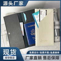 Porte-documents en cuir épais style voyage, multifonctionnel en PU, avec clip pour passeport et billets – Vente en gros