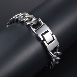 <b>Titanium</b> Steel Punk Bracelet Men's Cuff <b>Chain</b> Link CE524 Minimalist Trendy Jewelry - Product Image 4