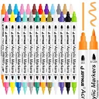 Fournitures scolaires de papeterie Marqueurs de peinture acrylique Stylos de peinture, stylos marqueurs à double pointe avec pointe fine et pointe de pinceau pour l'artisanat de bricolage