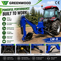 GREENWOOD CE Approved LW-8 Traktor 3 Point Hitch Backhoe PTO Hydraulic Drive Backhoe Attachment untuk Dealer