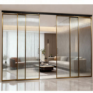 أبواب زجاجية مضلعة لمشاريع الشقق، إطار ألمنيوم داخلي، أبواب منزلقة بإغلاق ناعم للمنازل والمكاتب وغرف الفنادق - Product Image 1