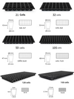 Barquettes de semis en plastique 32/50/72/98/105/128/150/200 cellules pour la germination des graines et la propagation des plantes en serre (légumes, fleurs)