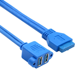 USB 3.0 Adapter <b>Cable</b> 19 Pin To Dual Port <b>Computer</b> Front Panel Extension With Shielded PVC Jacket Pure Copper Conductor - Product Image 4