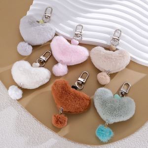 DIY Heart Keychain Red Plush Toy Bag Charm Felt Fluffy Pink <b>Ring</b> Shape <b>Key</b> Chain <b>Accessory</b> Bag Charm - Product Image 2