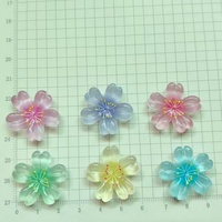Desain Kartun Transparan Warna-warni Bunga Sakura Lima Kelopak Aksesoris Resin DIY Lem Krim Casing Ponsel Perhiasan Rambut