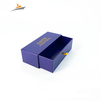 Fourniture d'usine OEM Emballage de carton de luxe violet avec revêtement UV personnalisé boîte-cadeau à tiroir coulissant pour lunettes