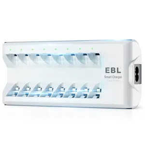 Caricabatteria ricaricabile EBL 8-Bay per batterie ricaricabili AA NIMH NICD 808 caricabatterie