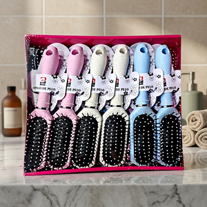 MNJ Plastic <b>Hair</b> <b>Brush</b> Set 12Pcs with <b>Soft</b> Bristles Portable & Unisex for Daily Use - Product Image 4