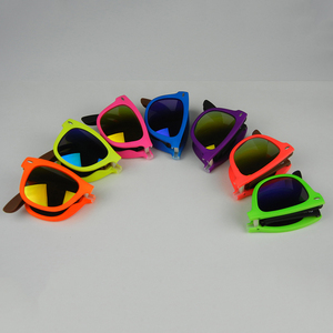 Wholesale Custom Logo Plastic Shades <b>Mirror</b> Lens Colorful Two Tone Rubber UV400 Protection Compact Pocket Folding <b>Sunglasses</b> - Product Image 4