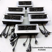 Multiprise escamotable en alliage de zinc OEM avec ports USB, port réseau et prises CA générales pour tables de conférence