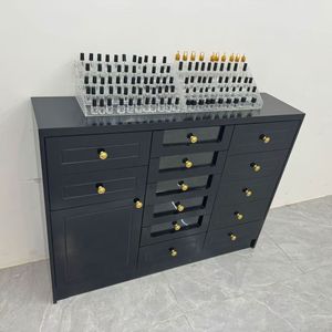 <b>Nail</b> Polish Glue Locker Black <b>Nail</b> Salon Display Cabinet with Floor Drawer Storage for <b>Nail</b> <b>Tables</b> - Product Image 4