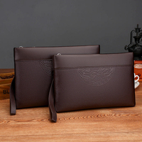 Tas Tangan Kapasitas Besar untuk Pria Dompet Kulit PU Tahan Air Dompet Penyimpanan Kartu Portabel untuk Perjalanan Luar Ruangan