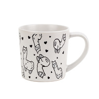 Mug en porcelaine blanche grande capacité, peint à la main, motif alpaga et ours mignons, compatible micro-ondes, cadeau de bureau assorti pour couples
