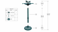 Bain d'oiseaux sur pied haut en résine, style Art Déco, anti-corrosion, écologique, à énergie solaire, résistant aux intempéries, pour extérieur, avec finition verdigris antique