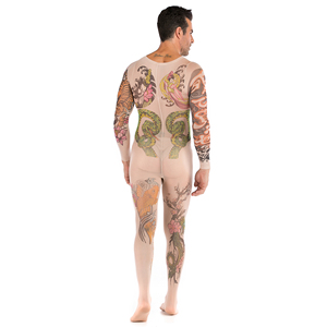 Sexy homme et femme Unsex Silk Graffiti Printing Full Crotchless Bodystocking - Product Image 4