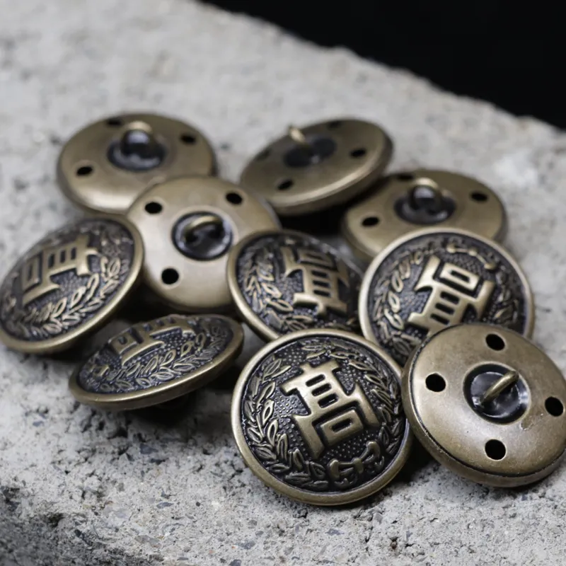 21MM antique copper brass shank button sewing button for high school uniform custom pattern logo