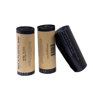 Cheap eco friendly compostable biodegradable 27L black bin liners with EN13432 BPI OK compost home ASTM D6400 certificates