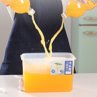 Carafe à eau rectangulaire en PP de 4 L avec robinet, infuseur à citron, écologique, sans BPA, distributeur de boissons pour réfrigérateur, couvercle, infuseur à glace