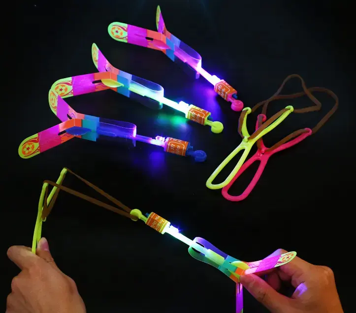 Amazon Hot Sell Led Slingshot Helicopter Toy Light Up Flying Arrow Toys For Kids