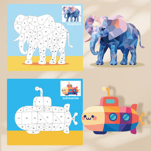 Luckykoo enfant en bas âge meilleur cadeau enfants livre d'activités animaux autocollant Puzzles livre cerveau jeux autocollant par numéro - Product Image 1