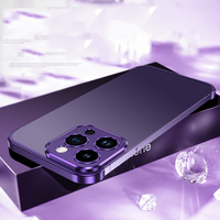 2025 Guangzhou vente en gros couverture de téléphone en aluminium coin sans cadre housses de téléphone pour iPhone 12 13 14 15 16 Pro Max avec emballage de boîte