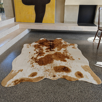 Langlebige und Große Kuhfell-Teppiche, Geeignet für Schlafzimmer Wohnzimmer Western-Dekor, Polyester Tierfell-Teppich, Braun