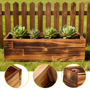 Boîte <span class=keywords><strong>rectangulaire</strong></span> en <span class=keywords><strong>bois</strong></span> pour fleurs, 8x4x4 pouces, pour faire pousser des plantes vertes sur les balcons ou les tables, grande jardinière en <span class=keywords><strong>bois</strong></span>. - Product Image 3