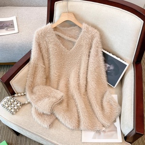 Pullover personalizzato soffice maglioni da <span class=keywords><strong>donna</strong></span> morbidi in lana alla moda maglioni da <span class=keywords><strong>donna</strong></span> maglione largo a maniche lunghe Top da ragazza - Product Image 4