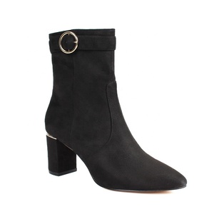 Stivaletti in camoscio stile autunno britannico con cerniera tacco alto 7 CM stivaletti da <span class=keywords><strong>donna</strong></span> personalizzati con suola invernale - Product Image 1