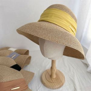 Wholesale Female <b>Straw</b> <b>Hat</b> With Satin Ribbon Breathable Fisherman Round Top Bowler <b>Hat</b> Foldable <b>Straw</b> Beach Sun <b>Hat</b> - Product Image 1