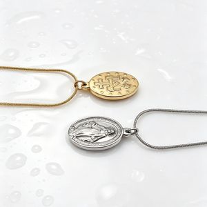 yunnique Virgin Mary Pendant Necklace Stainless Steel Gold Plated For Men Women Clavicle Chain Fashion Jewelry <b>Gift</b> - Product Image 3
