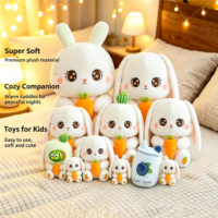 Peluche Lapin Carotte Conception OEM, Jouet Confortable Rembourré en Coton PP Lavé pour Décoration d'Intérieur, Emballage Sous Vide, Cadeaux d'Anniversaire