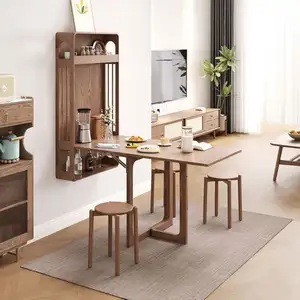 Rectangular Modern Wall Mounted Contemporary Dining Wall Foldable Wooden WREXHAM Space Saving Kitchen Table