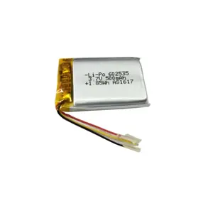 Có Thể Sạc Lại 602535 3.7V 500MAh Li Polymer Pouch Pin <span class=keywords><strong>Lithium</strong></span> <span class=keywords><strong>Ion</strong></span> Cho Các Sản Phẩm Kỹ Thuật Số Từ <span class=keywords><strong>Lithium</strong></span> <span class=keywords><strong>Ion</strong></span> Có Thể Sạc Lại - Product Image 1