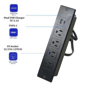 Regleta de 4 salidas de escritorio con puerto USB C de 2.1A, carga rápida, Puerto USB A, estación de carga oculta para muebles para mesa auxiliar - Product Image 3