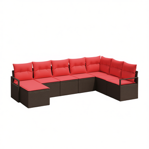 Juego de sofás de patio de ratán sintético marrón de 8 piezas con cojines, muebles de exterior de diseño moderno - Product Image 1