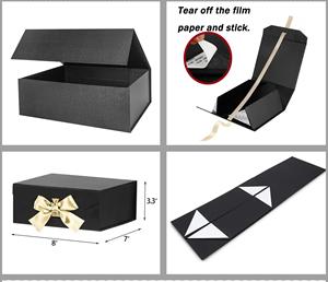 Luxury Silver Stamping Rigid <b>Paper</b> <b>Box</b> Packaging Book Style Magnetic <b>Paper</b> <b>Box</b> Large with Ribbon Bow for Gift <b>Wrapping</b> - Product Image 4