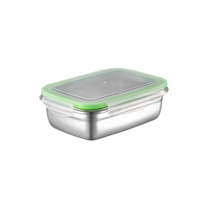 Stainless Steel Food Storage <b>Container</b> Rectangle Clip-On Lid Travel Use - Product Image 3