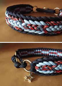 Collier de chien en paracorde macramé tressé à la main avec logo personnalisé, collier de dressage réglable en cuir pour chien, <span class=keywords><strong>pit</strong></span>-<span class=keywords><strong>bull</strong></span> - Product Image 3