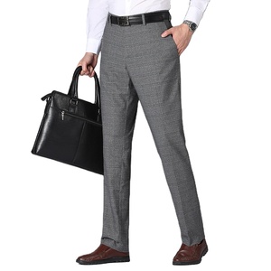 Venta caliente de alta calidad en stock de los hombres de moda Casual Check Pantalones casuales Pantalones de tela tejida elástica - Product Image 1