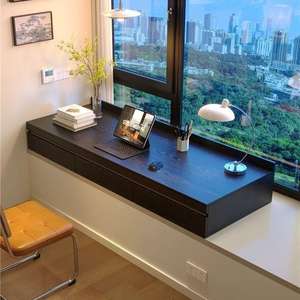 Escritorio de Madera Maciza para Ventanal con Escritorio Extensible Extraíble, Escritorio de Computadora para Dormitorio o Estudio con Cajones y Gabinete de Almacenamiento - Product Image 3