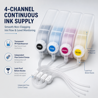 Sistem Tangki Tinta CISS 4 Warna, Reservoir Pasokan Tinta Berkelanjutan Kosong dengan Tabung Tinta & Penjepit Kontrol Aliran untuk Pencetakan Inkjet