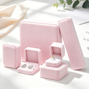 Luxury Flocking Velvet Jewelry Box <b>Ring</b> Earring <b>Necklace</b> Bracelet Storage Box Custom Jewelry Gift Packaging Box - Product Image 3