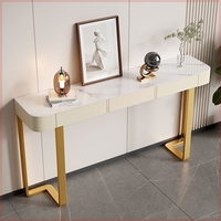 Table console minimaliste italienne avec dessus en pierre frittée pour décoration murale de hall d'entrée de foyer de luxe