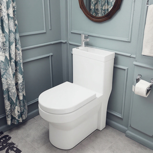 Unità <span class=keywords><strong>Bagno</strong></span> Completa Tre in Uno per Servizi Igienici Commerciali con WC, Lavabo e Vasca - Product Image 1